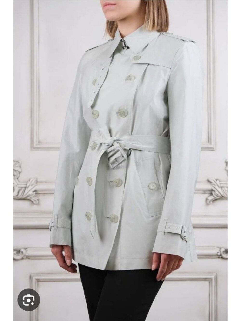 Burberry London Lightweight Cotton Silk Short Trench Coat Jacket US 8 UK 10 - Picture 6 of 16